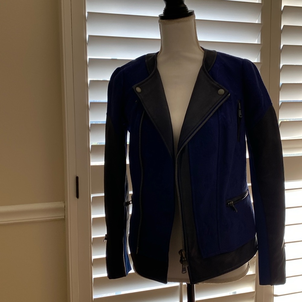 Beautiful chinoiserie vibe silk/leather jacket by Rebecca Taylor